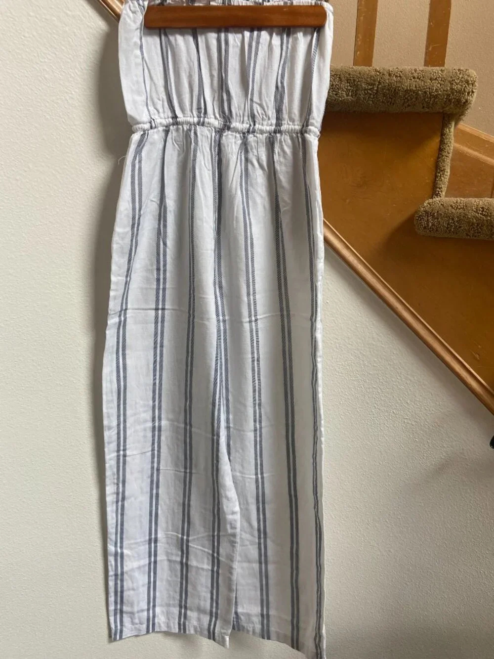 GOA beachwear Japna strapless cropped jumpsuit black/white sz M cotton/linen